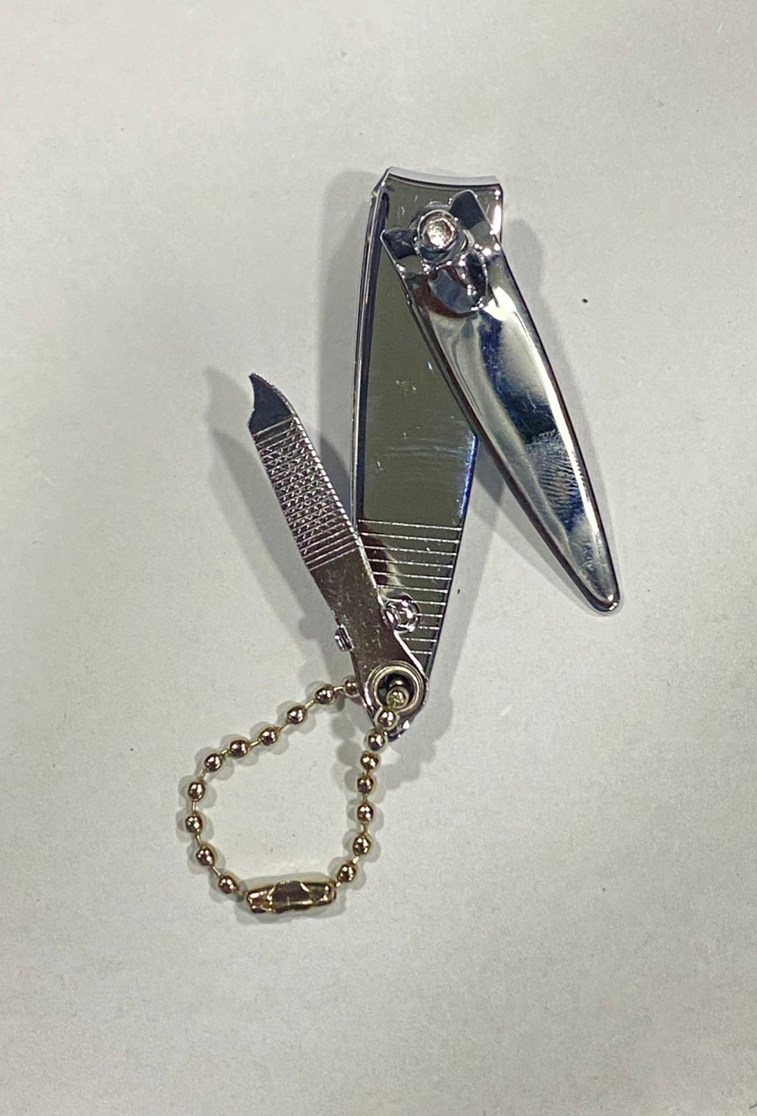Curved FingerNail Clipper with File and Chain